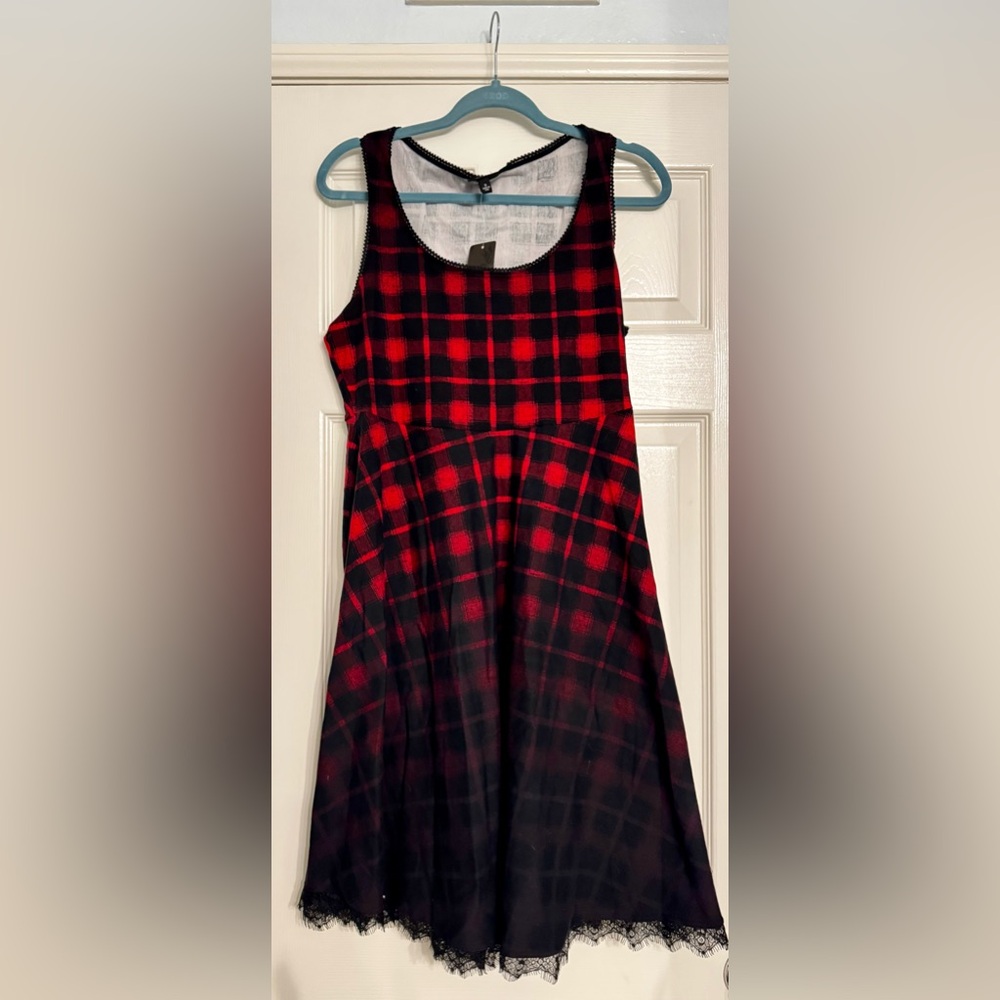 Torrid NWT Red Plaid Ombré Skater Dress Size 0